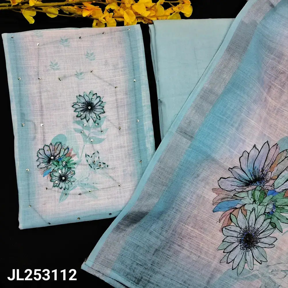 Pastel blue semi linen salwar material jl253112-Neidhal
