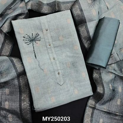 Pastel Blue Tissue Embroidered Linen Salwar Material -Neidhal