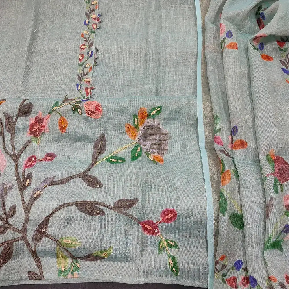 Pastel blue tissue linen salwar material ap251602-Neidhal