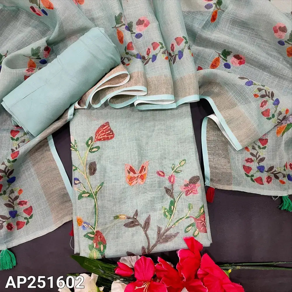 Pastel blue tissue linen salwar material ap251602-Neidhal