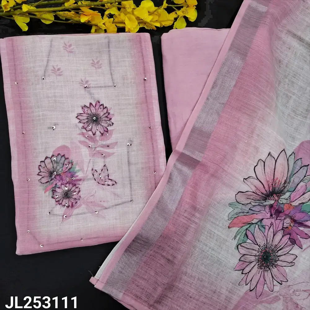 Pastel bue semi linen salwar material jl253111-Neidhal