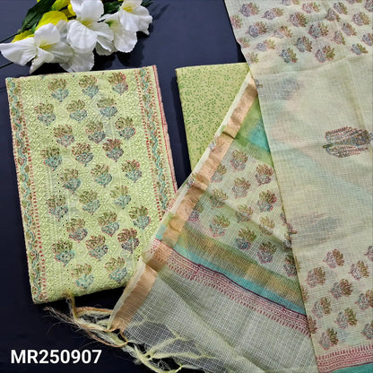 Pastel green chikankari embroidered block printed cotton salwar material mr250907-Neidhal