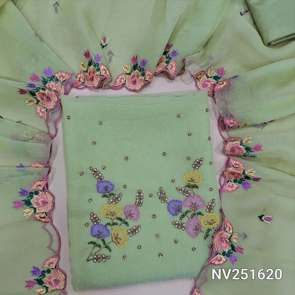 pastel green crinkled shimmer chiffon unstitched salwar material nv251620-Neidhal