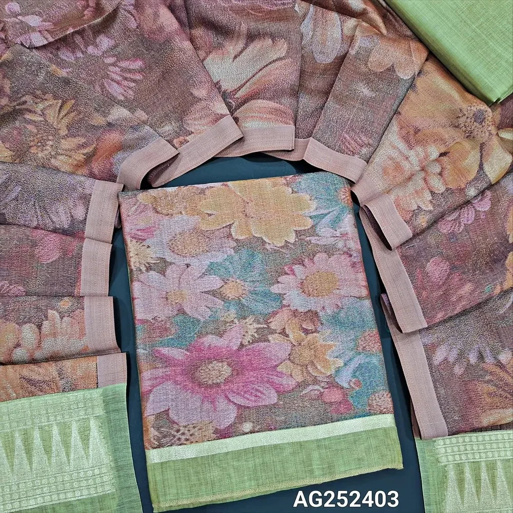 Pastel green designer jamdani woven silk cotton salwar material ag252403 Neidhal