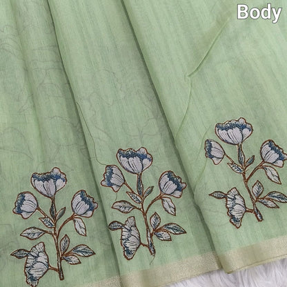 Pastel green designer silk cotton saree ns115-Neidhal