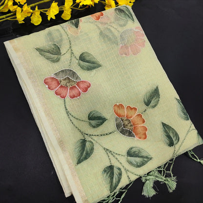 Pastel green digital printed fancy organza saree ns73-Neidhal