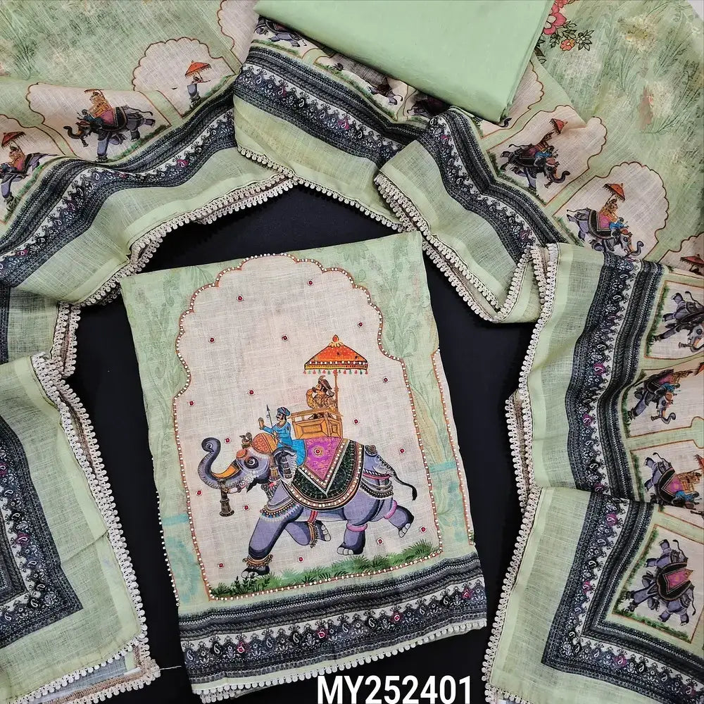Pastel green digital printed semi linen salwar material my252401-Neidhal