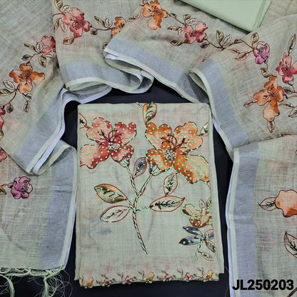 Pastel green digital printed semi linen salwar material jl250203-Neidhal