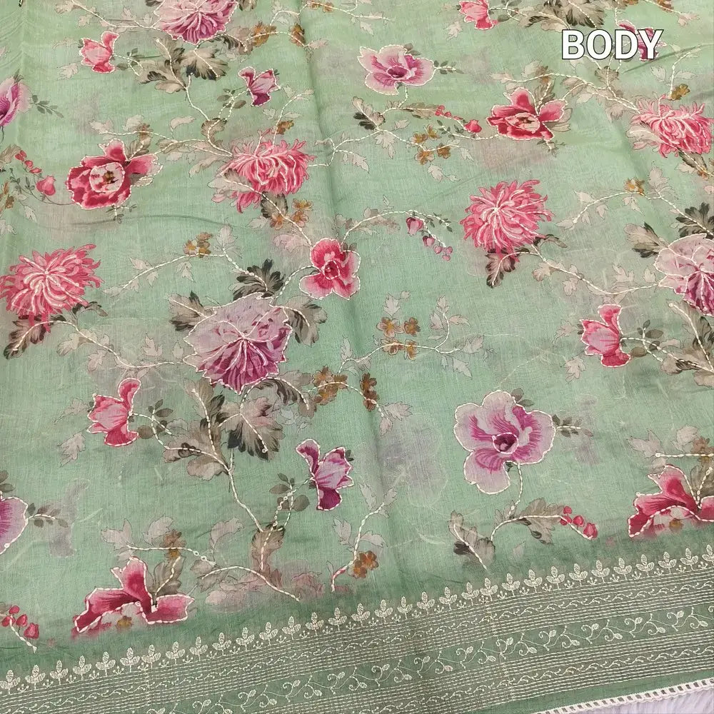 Pastel green digital printed soft silk cotton saree ns206-Neidhal