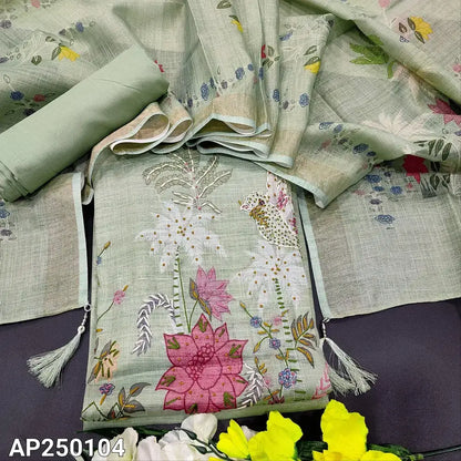 Pastel green digital printed tissue linen salwar material ap250104-Neidhal