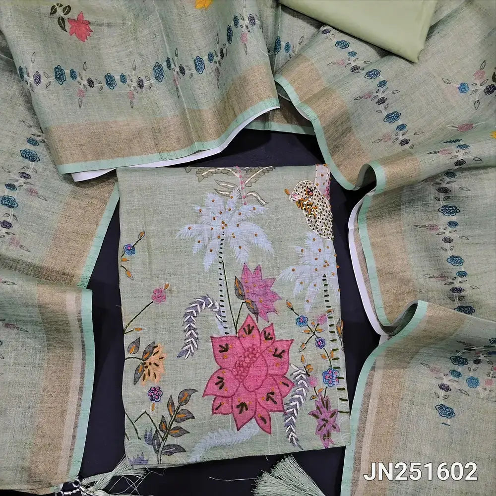 Pastel green digital printed tissue linen salwar material jn251602-Neidhal