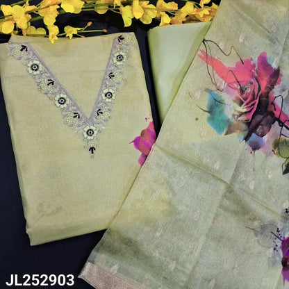 Pastel green digital printed tissue organza silk salwar material jl252903-Neidhal
