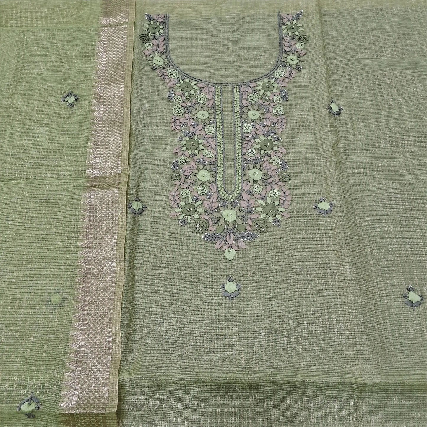 Pastel green fancy kota silk cotton salwar material mr251011-Neidhal