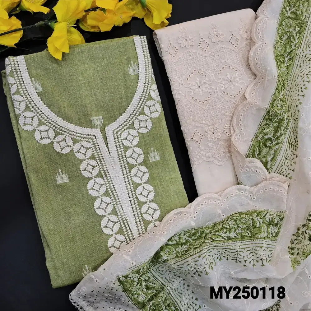 Pastel green handloom cotton salwar material my250118-Neidhal