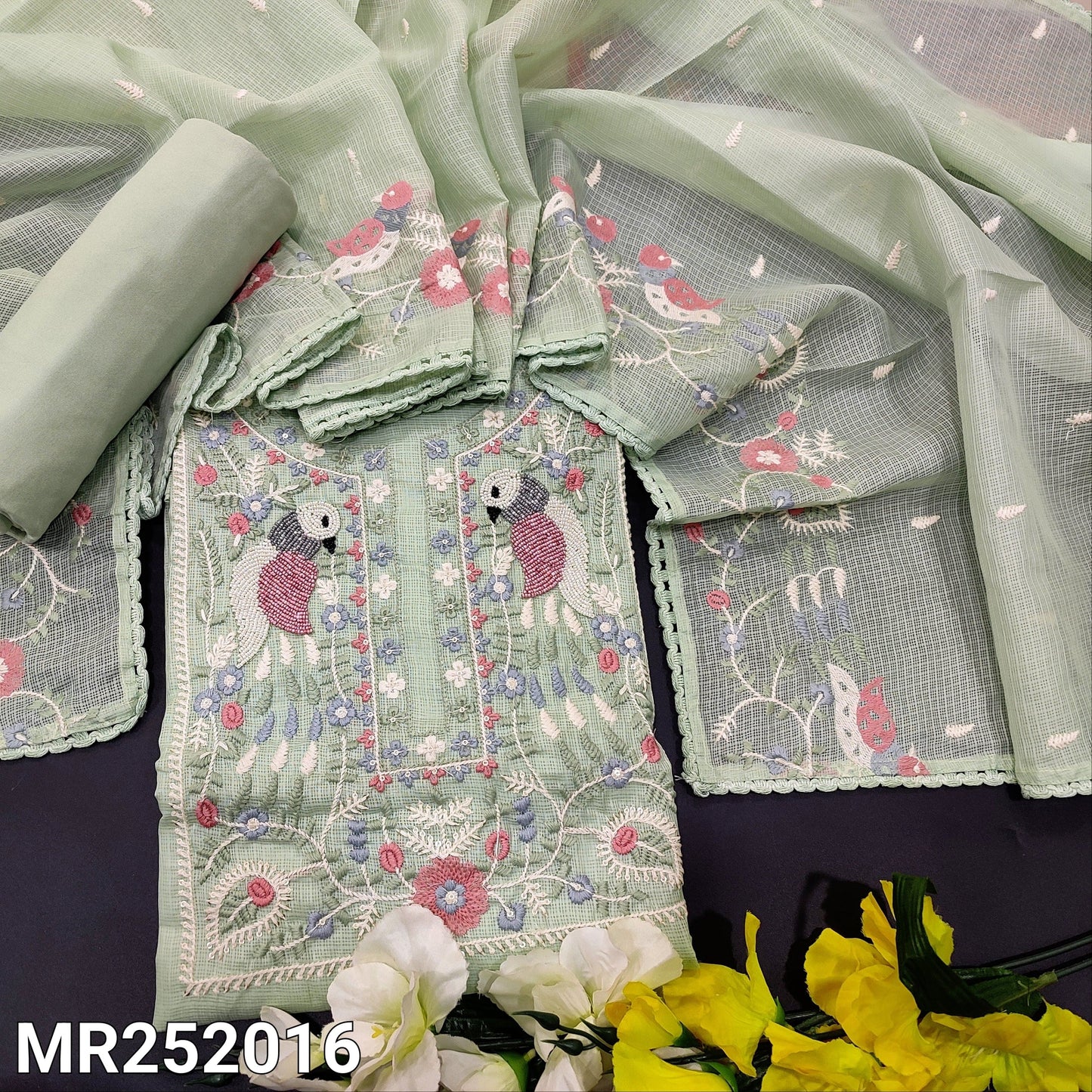 Pastel green kota salwar material mr252016-Neidhal