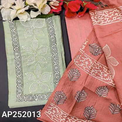 Pastel green printed fancy soft silk cotton salwar material ap252013-Neidhal