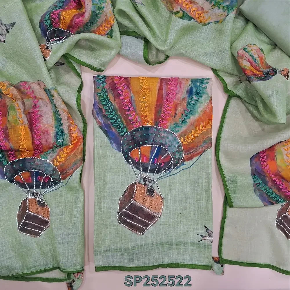 Pastel Green printed premium linen salwar material SP252524-Neidhal