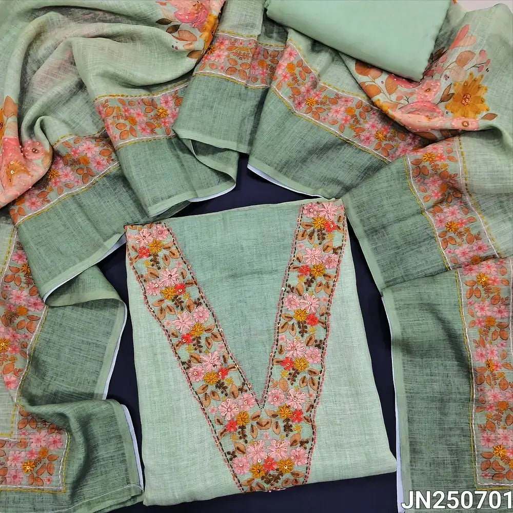 Pastel green pure linen salwar material jn250701-Neidhal