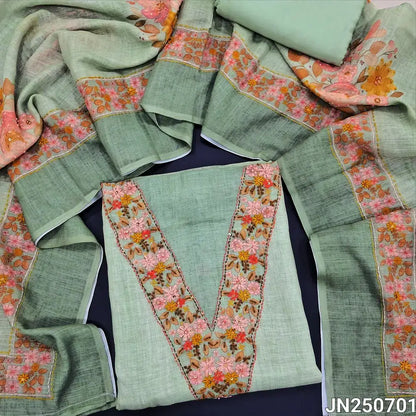 Pastel green pure linen salwar material jn250701-Neidhal