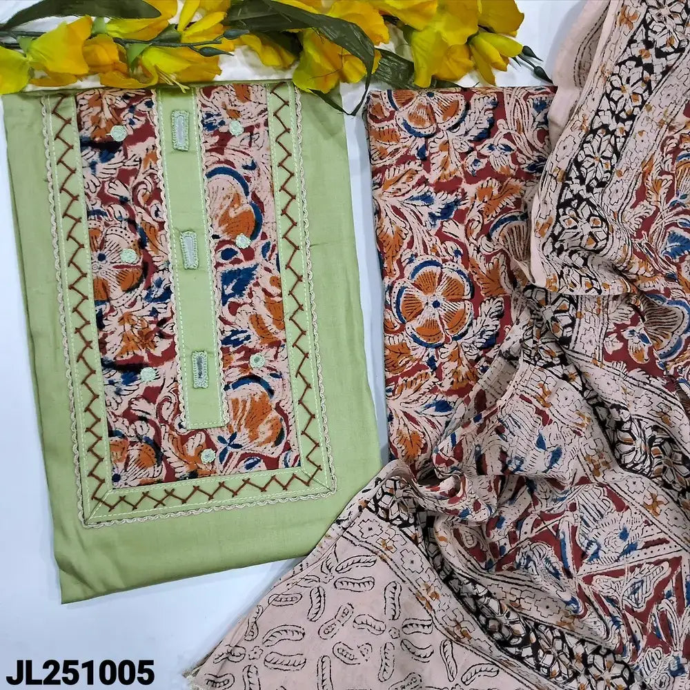 Pastel green satin cotton salwar material jl251005-Neidhal