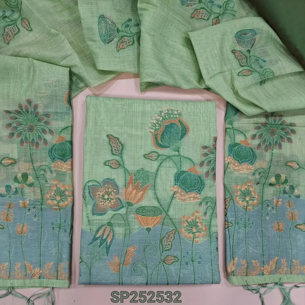 Pastel Green silk cotton salwar material SP252532-Neidhal