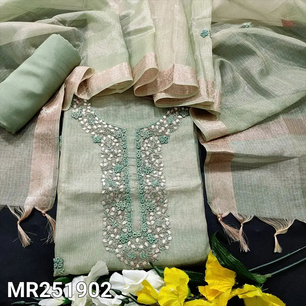 Pastel green tissue kota silk cotton salwar material mr251902-Neidhal