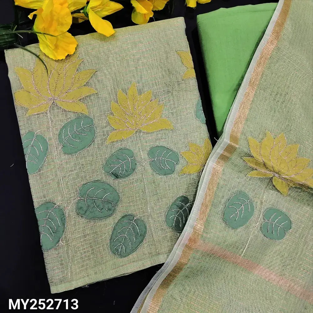 Pastel green tissue kota silk cotton salwar material my252713-Neidhal