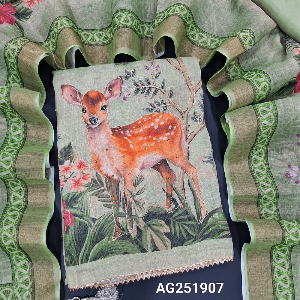 Pastel green tissue linen salwar material ag251907 Neidhal