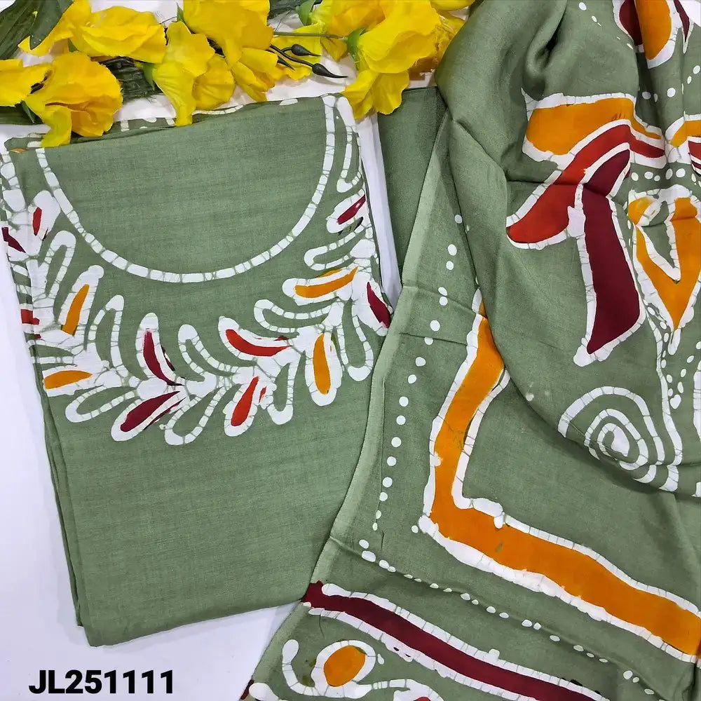 Pastel green wax batik dyed maslin silk salwar jl251111-Neidhal