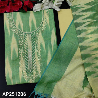 Pastel green yellow soft cotton salwar material ap251206-Neidhal