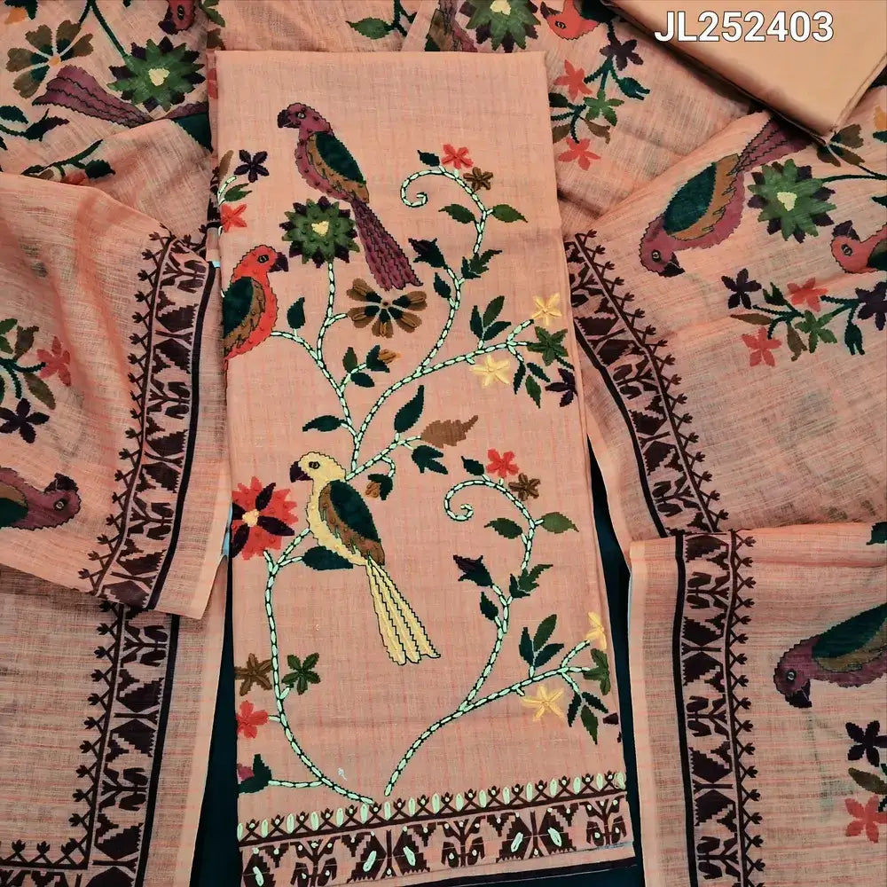 Pastel peach designer digital printed linen salwar material jl252403-Neidhal
