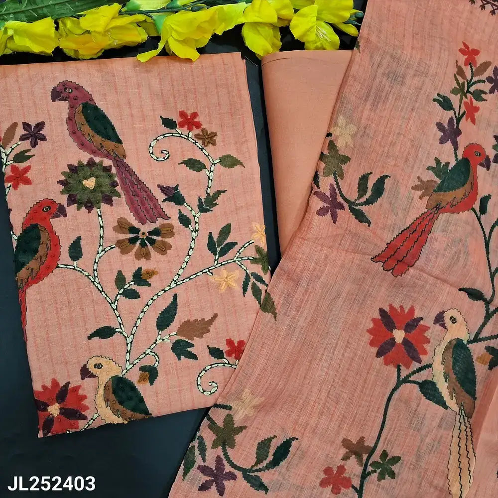 Pastel peach designer digital printed linen salwar material jl252403-Neidhal