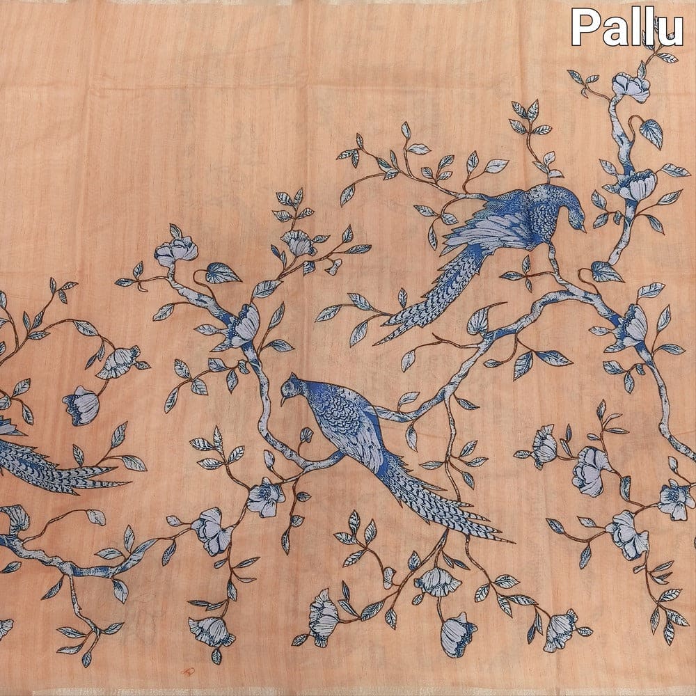 Pastel peach designer silk cotton saree ns117-Neidhal