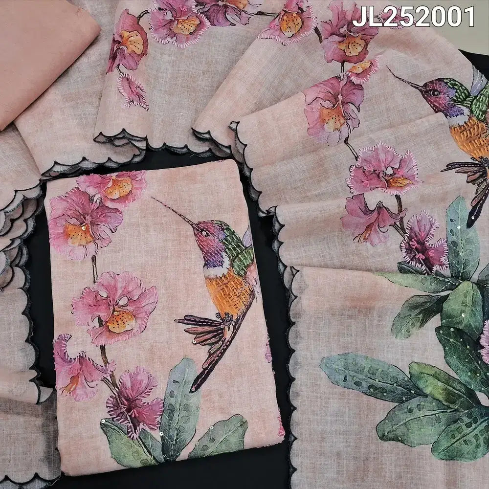 Pastel peach digital printed premium linen salwar material jl252001-Neidhal