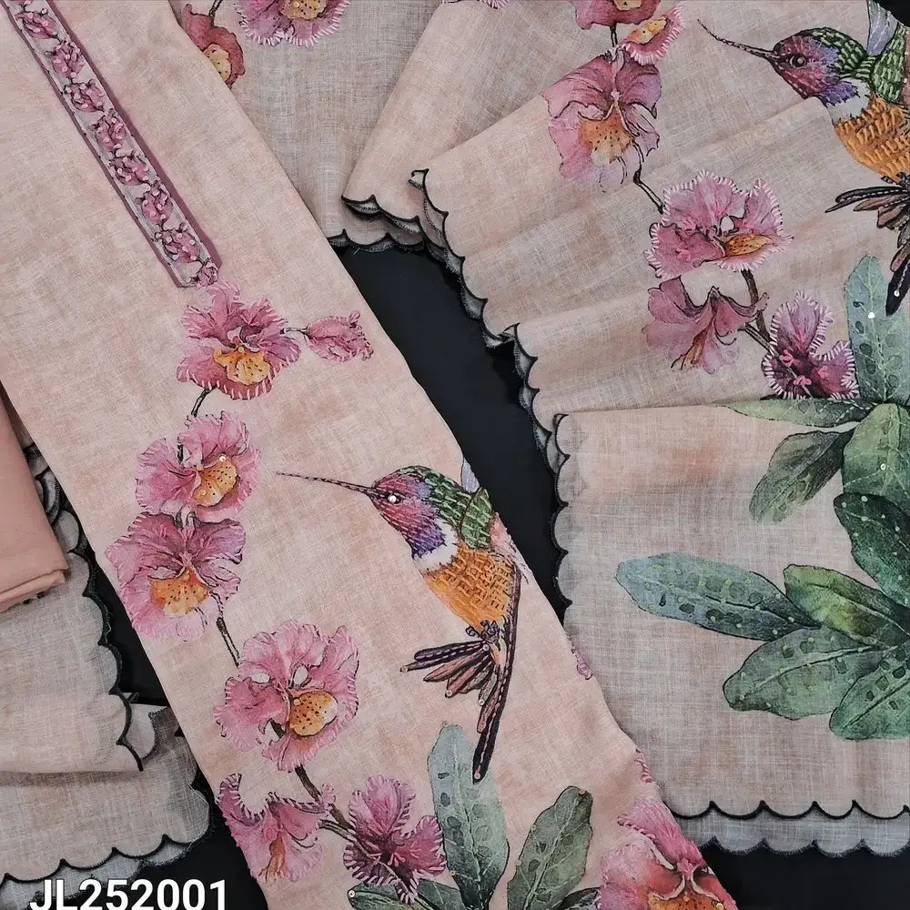 Pastel peach digital printed premium linen salwar material jl252001-Neidhal