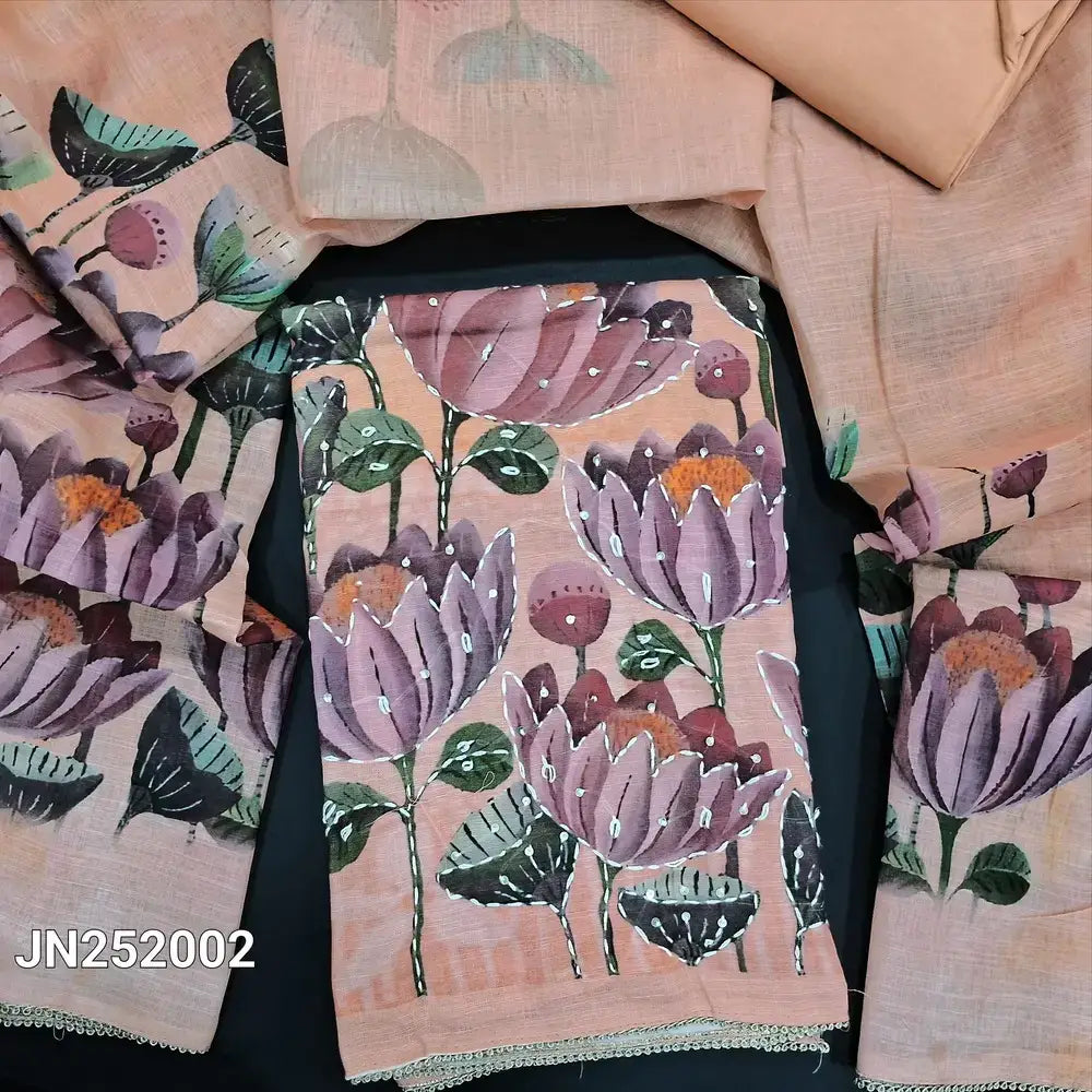 Pastel peach digital printed semi linen salwar material jn252002-Neidhal