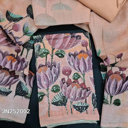 Pastel peach digital printed semi linen salwar material jn252002-Neidhal