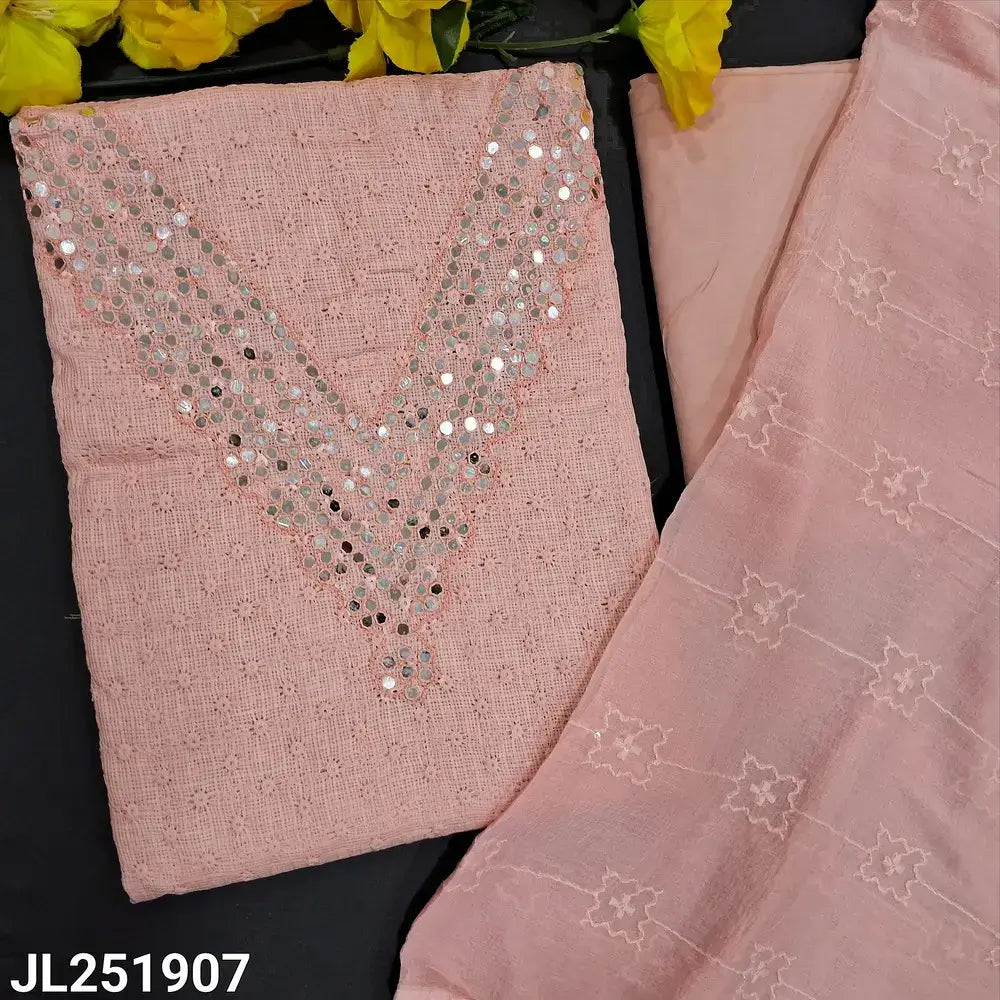 Pastel peach fancy kota silk cotton salwar material jl251907-Neidhal