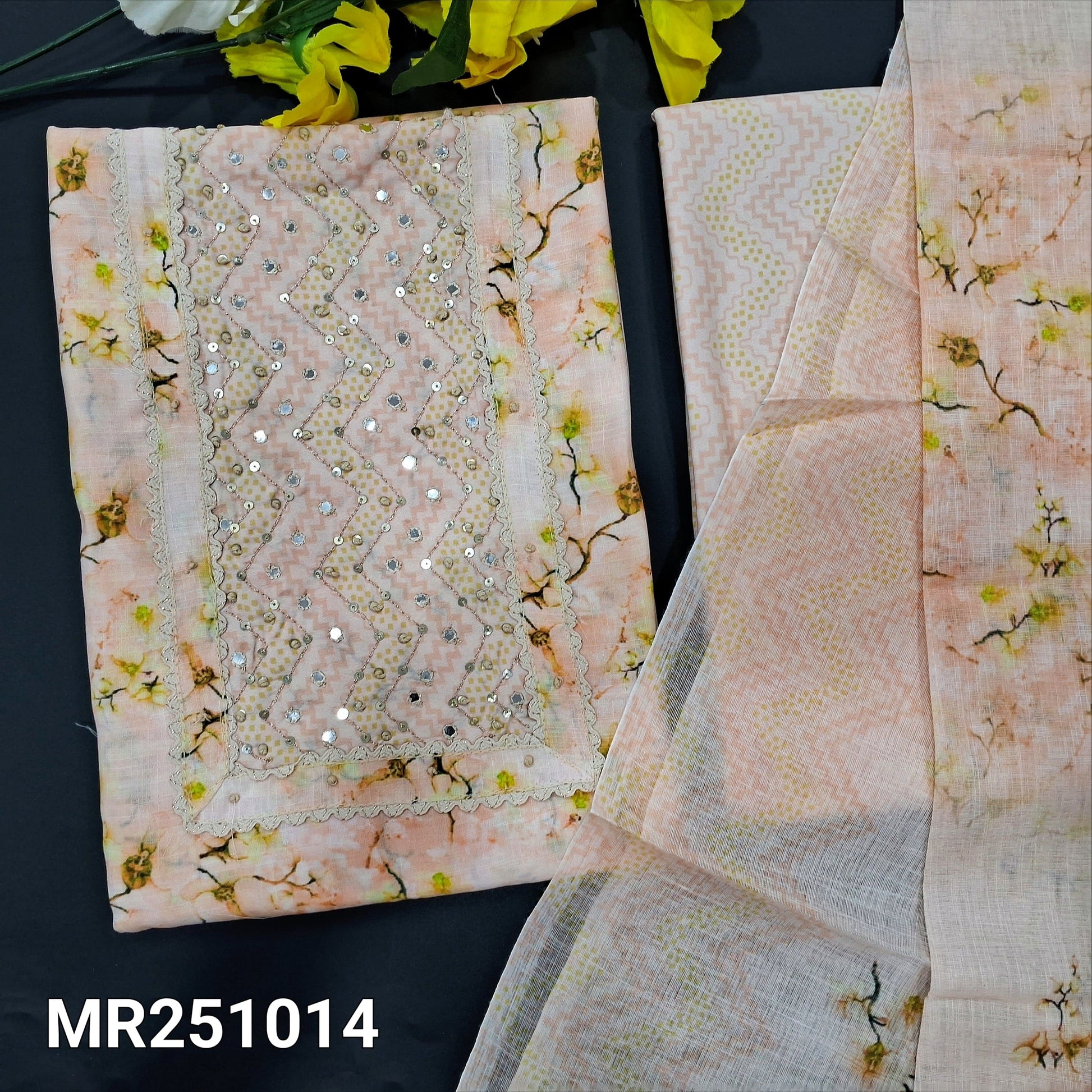 pastel peach printed soft cotton salwar material mr251014-Neidhal