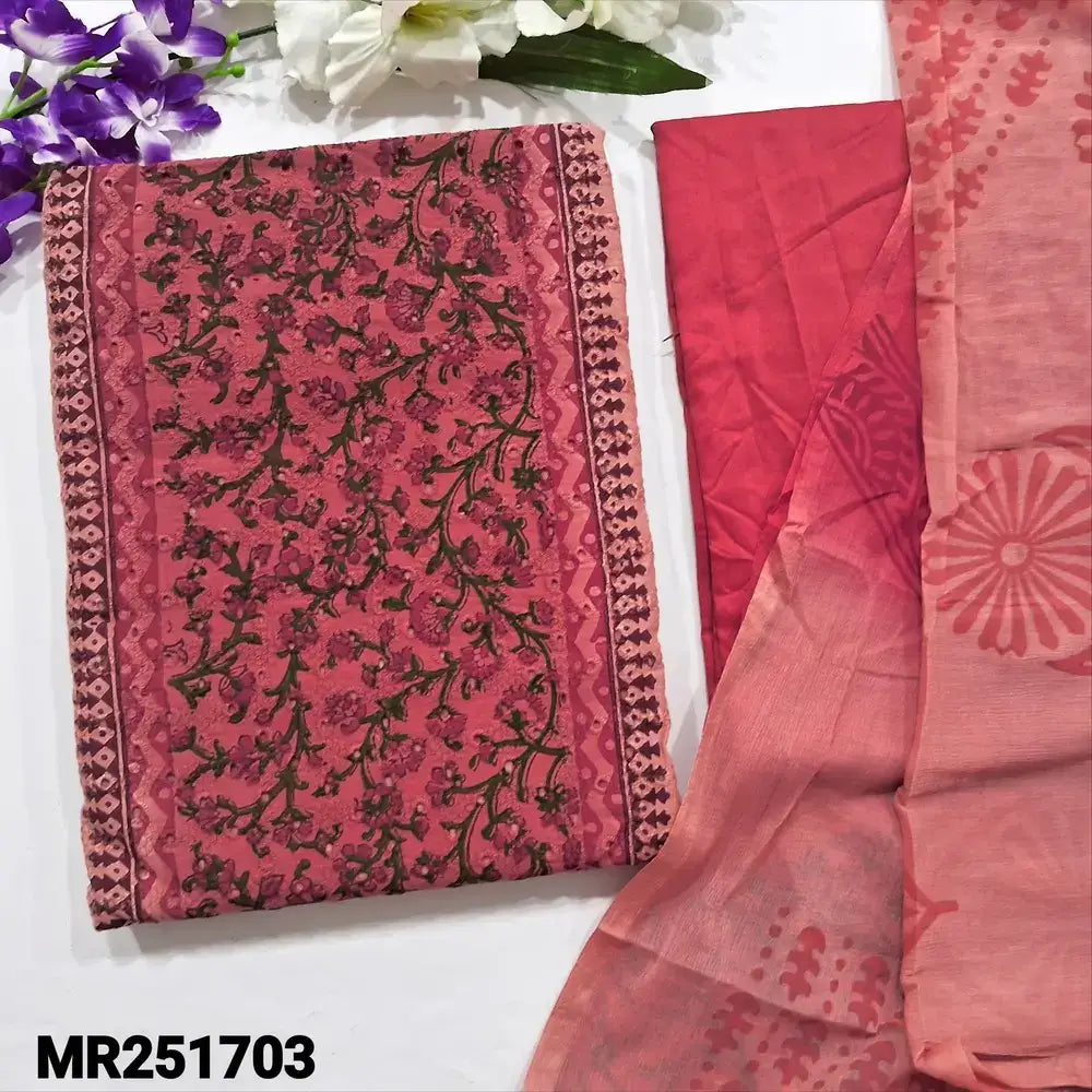 Pastel peach schiffli embroidered cotton salwar material mr251703-Neidhal