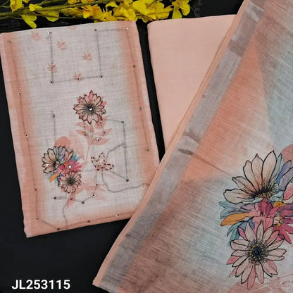Pastel peach semi linen salwar material jl253114-Neidhal