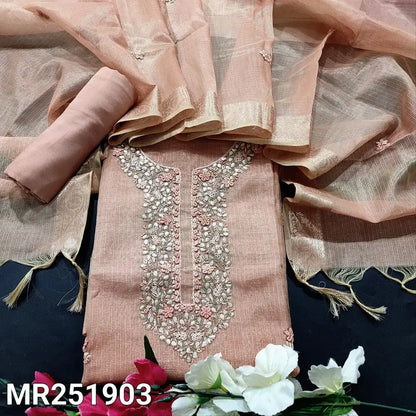 Pastel peach tissue kota silk cotton salwar material mr251903-Neidhal