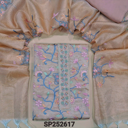 Pastel peach tissue kota silk cotton salwar material SP252617-Neidhal