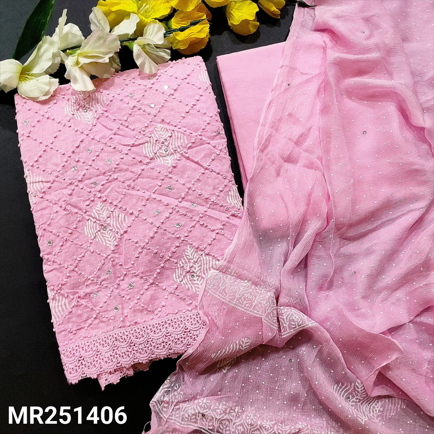 Pastel pink block printed cotton salwar material mr251406-Neidhal