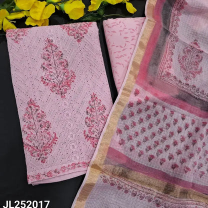 Pastel pink chikankari embroidered mul cotton salwar material jl252017-Neidhal