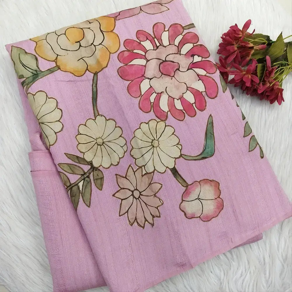 Pastel pink designer self embroidered semi gicha saree ns211-Neidhal