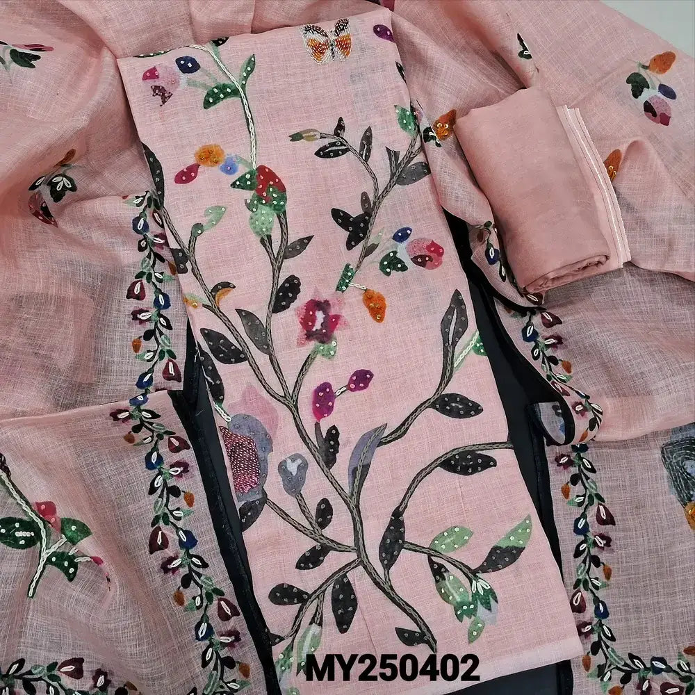 Pastel pink digital printed linen salwar material my250402-Neidhal
