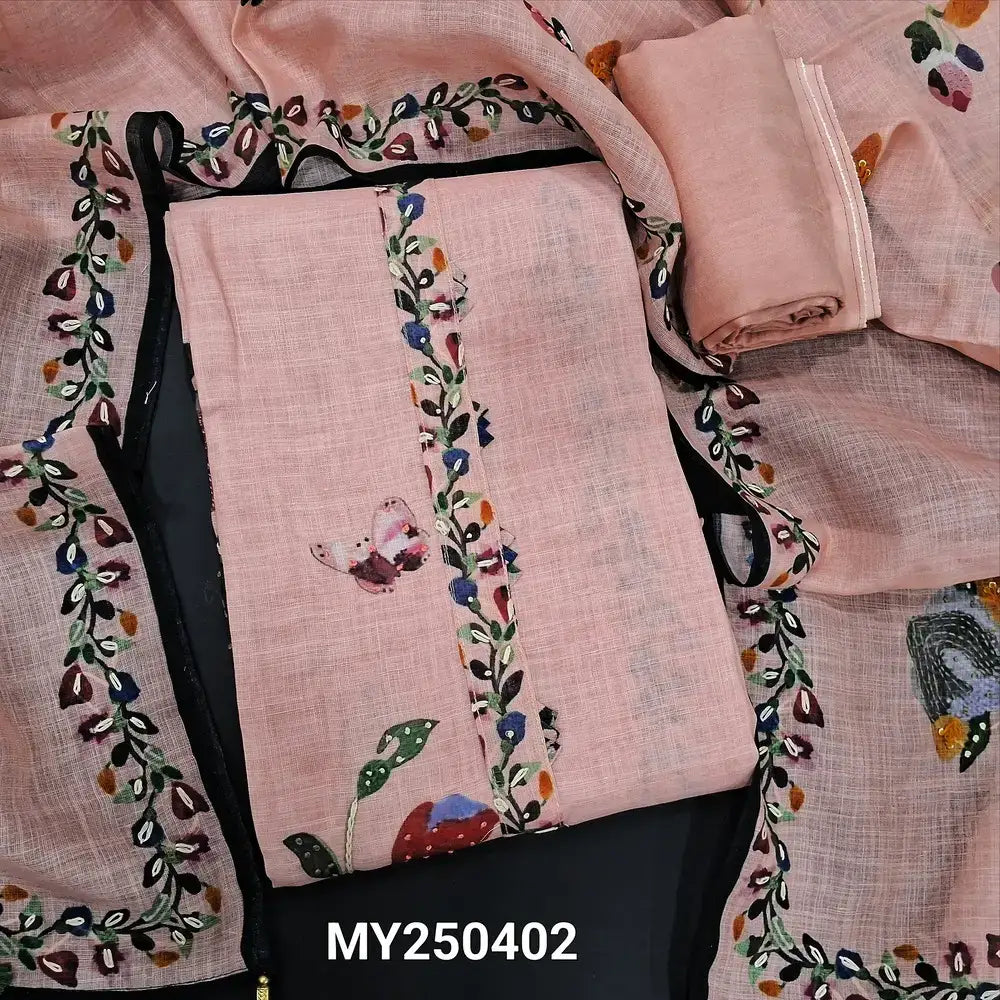Pastel pink digital printed linen salwar material my250402-Neidhal
