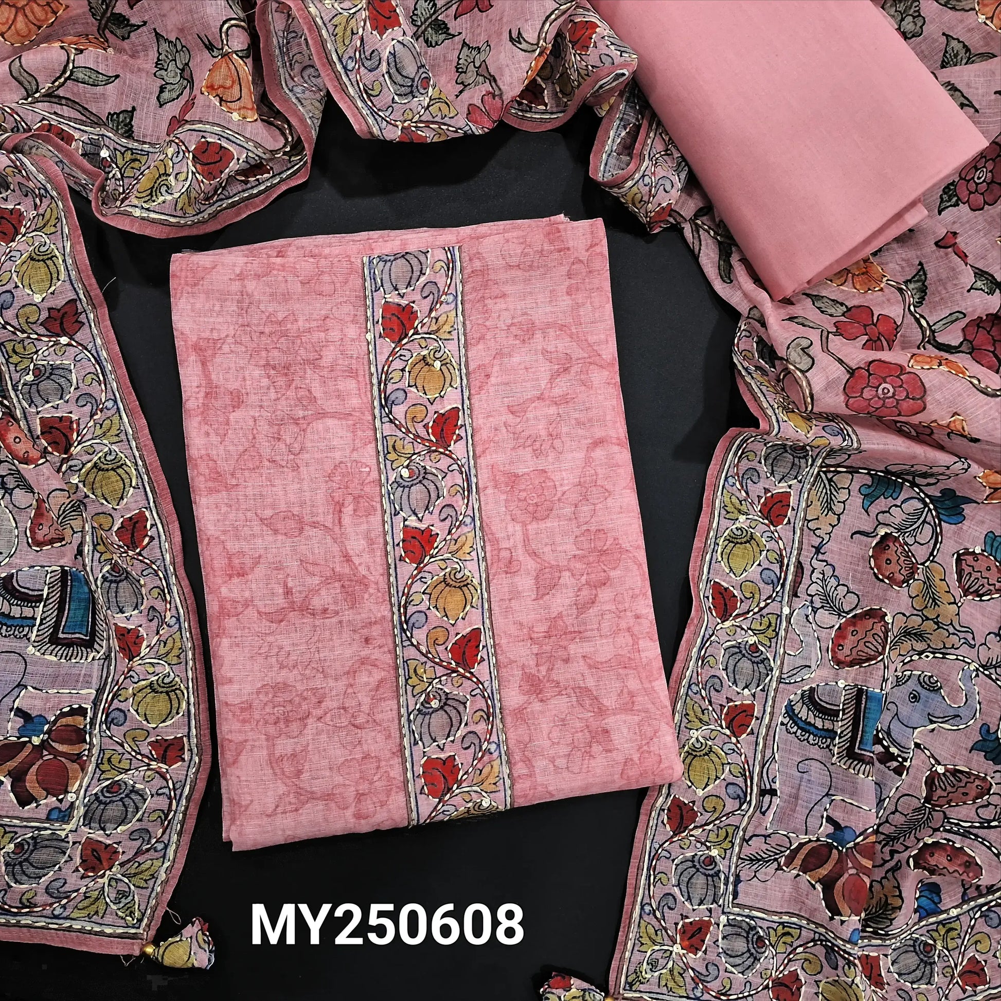 Pastel pink digital printed linen salwar material my250608-Neidhal