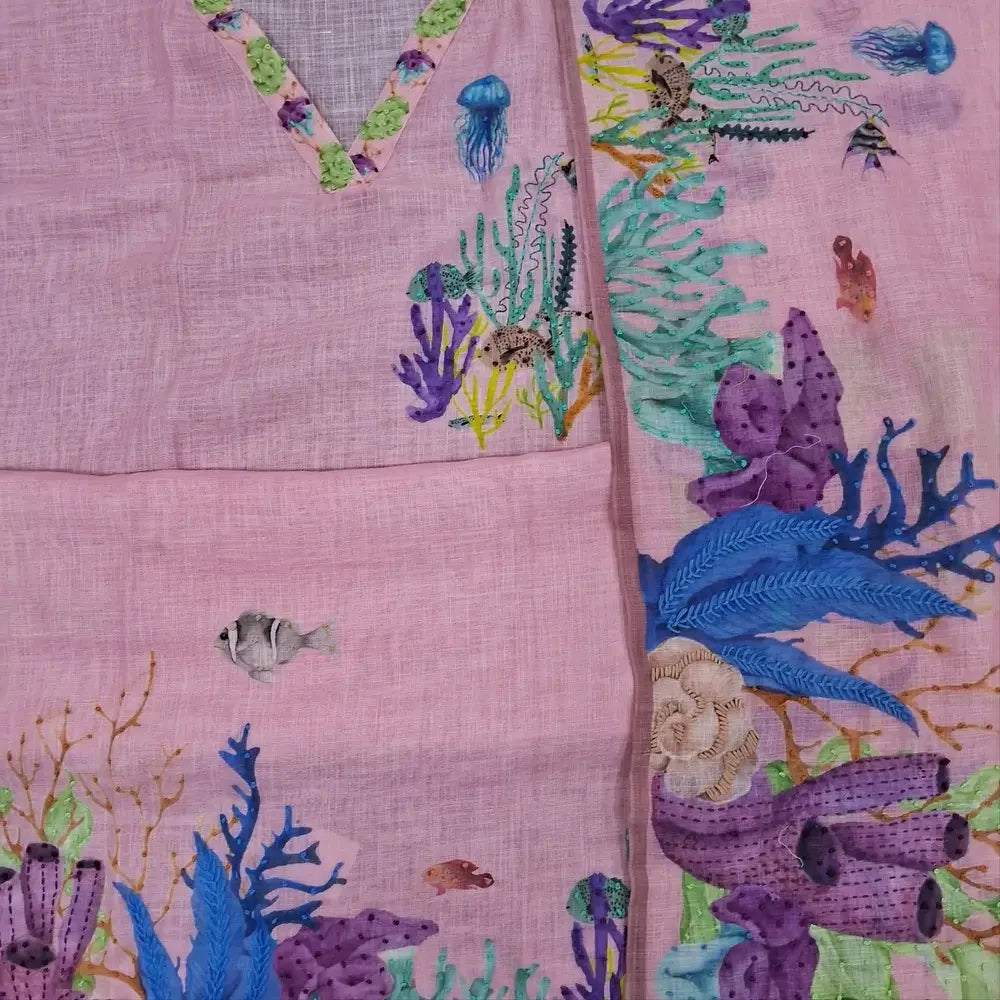 Pastel pink digital printed premium linen salwar material ag252502 Neidhal